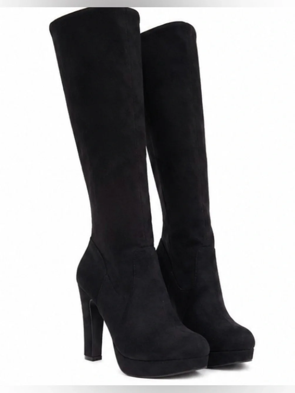 SHEIN Black Over-the-Knee Platform Block Heel Boots